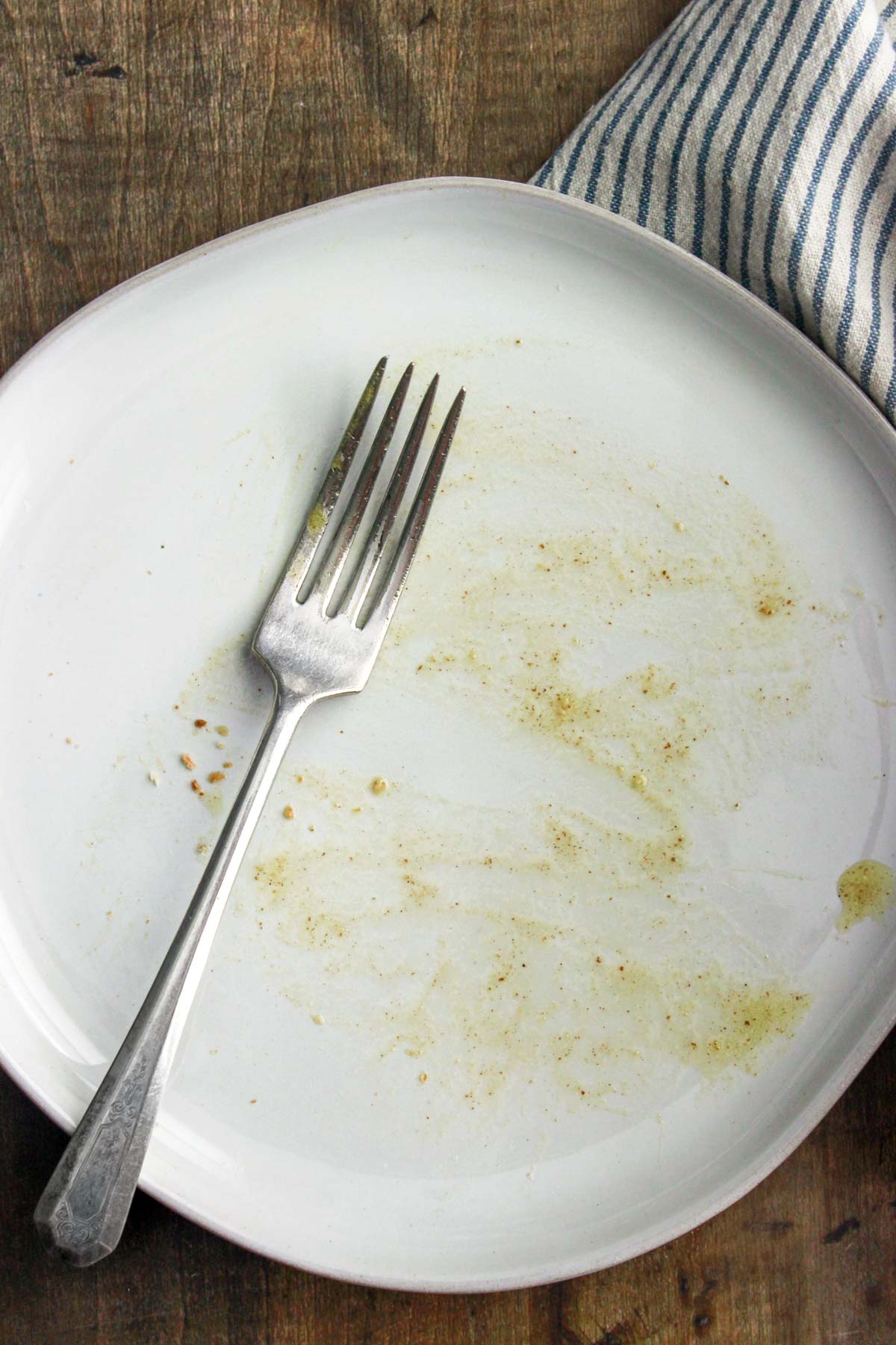 Empty plate after eating the Salanova® salad and sopping up the vinaigrette with bread.