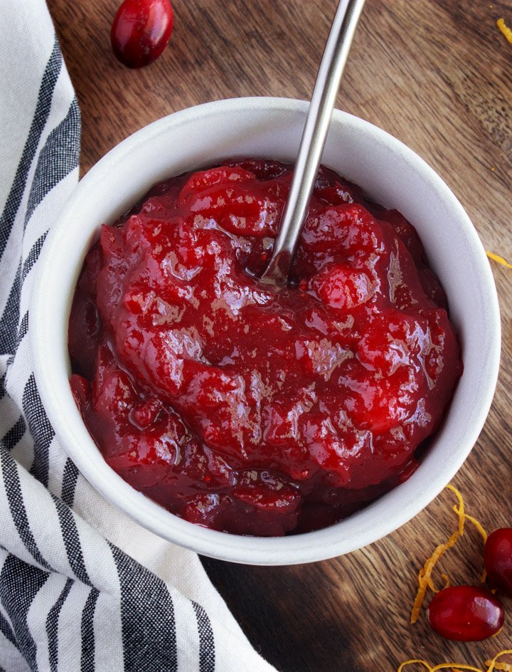 Homemade Cranberry Sauce Made with Less Sugar and Organic Cranberries