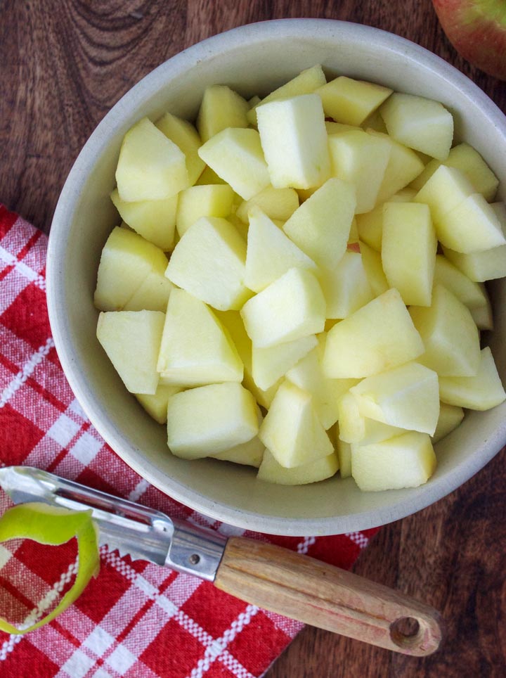 Chopped apples for making apple sauce