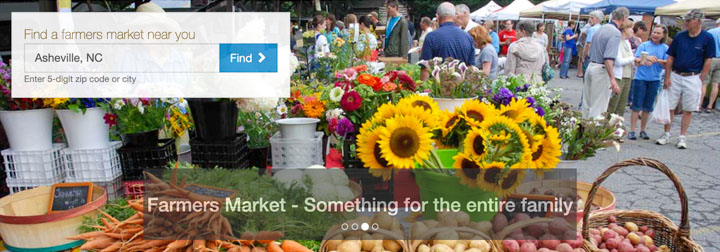 Screenshot of the National Farmers Market Directory website