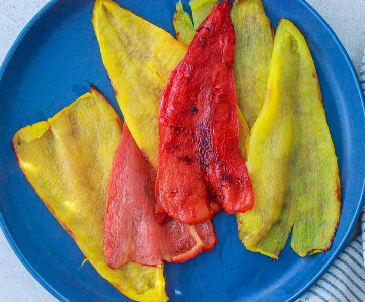 Roasted peppers with the skin removed