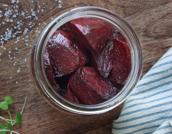 Roasted beets in a jar