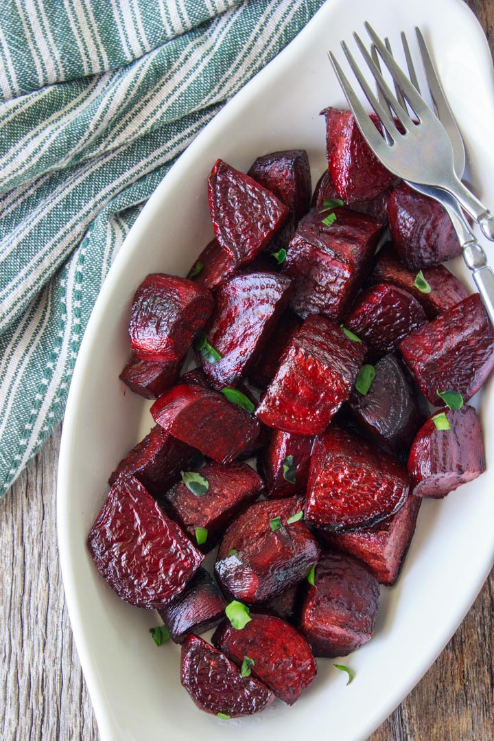 Simple Roasted Beets ready to serve