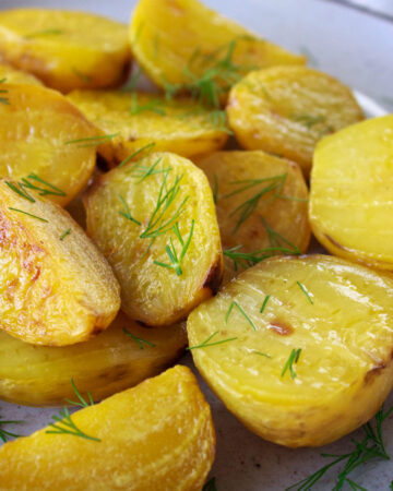 Roasted Golden Beets garnished with chopped dill