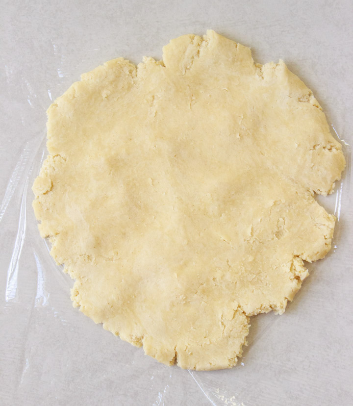 Gluten-free pie dough being rolled out