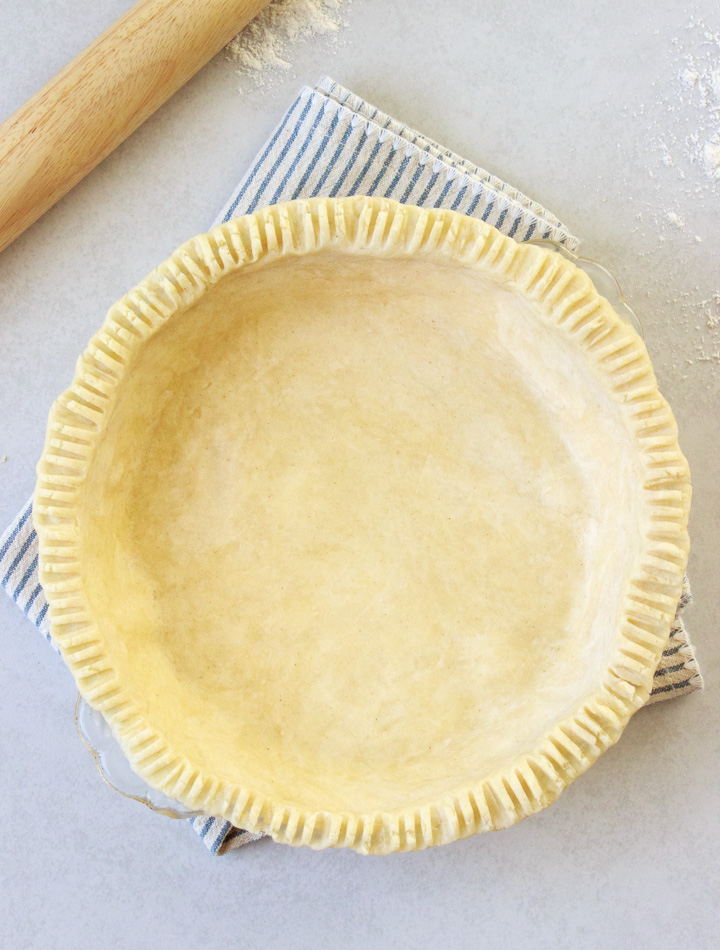 Gluten-free pie crust in a pie plate