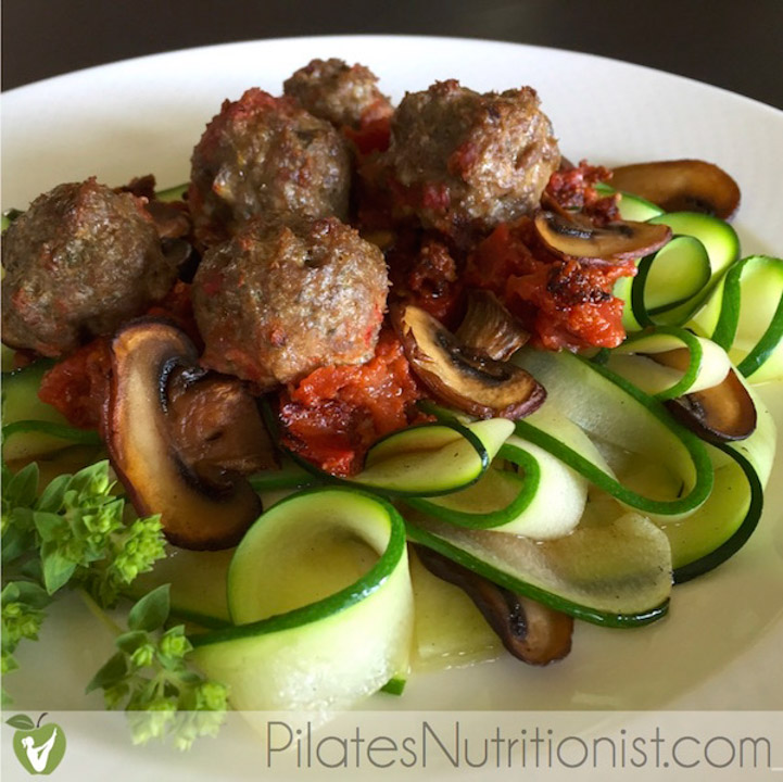Grass-Fed Beef Meatballs with Zucchini Noodles (no breadcrumbs)