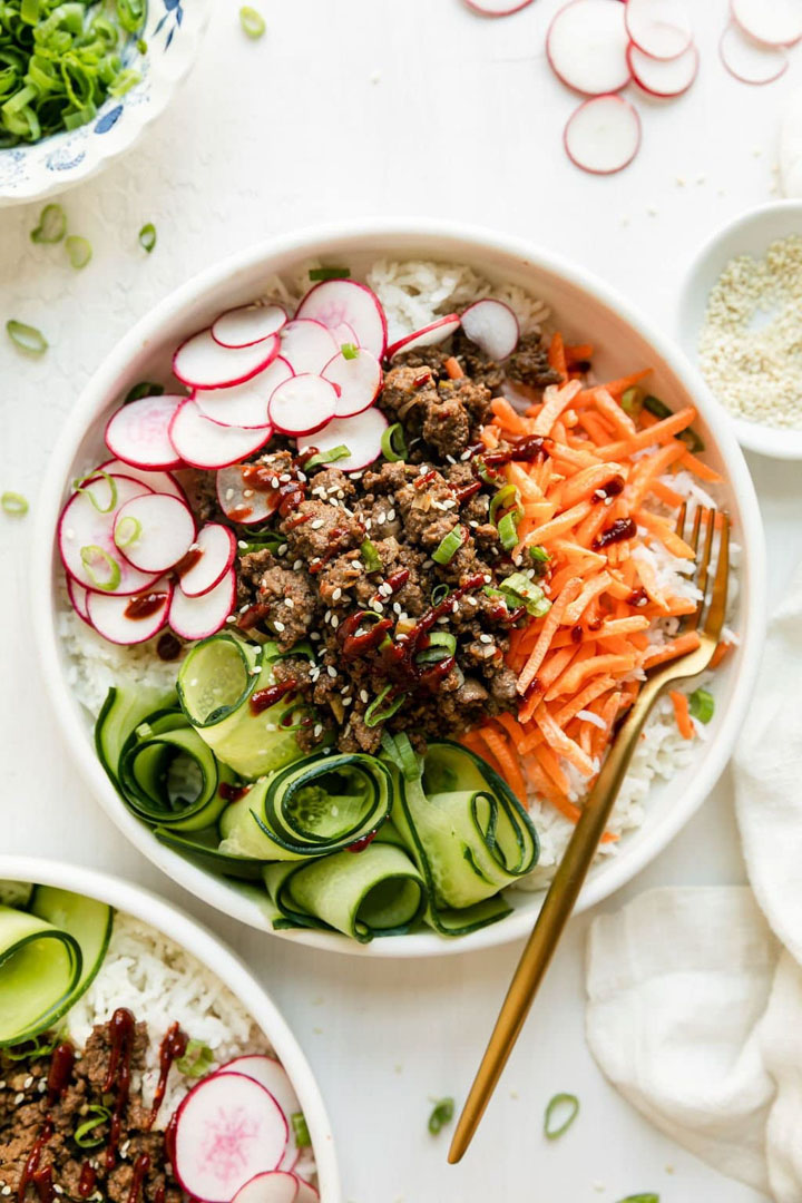 Korean Inspired Grass-Fed Ground Beef Bowls