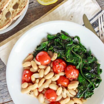 Vegetarian Swiss Chard Recipe with White Beans and Cherry Tomatoes