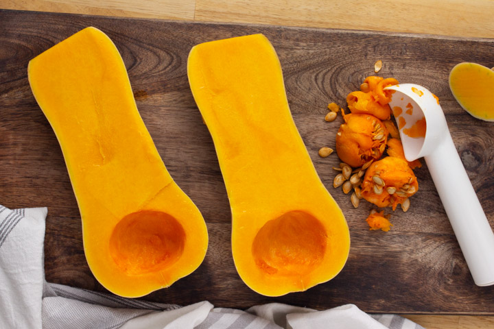 How to remove the seeds from butternut squash