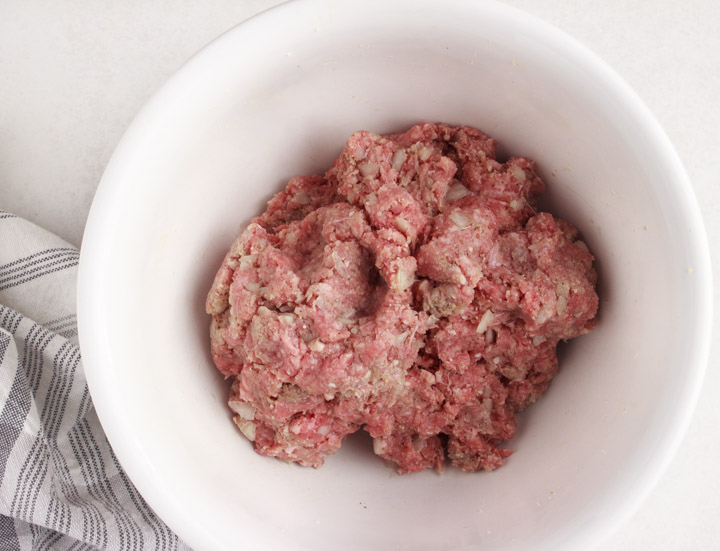 Egg-free meatball mixture ready to roll into balls