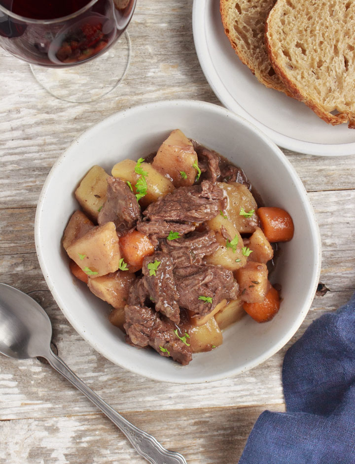 Classic Beef Stew with Red Wine (Slow Cooker Recipe)